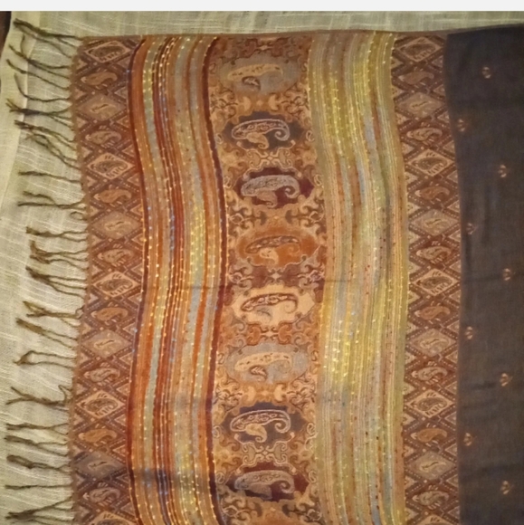 Pashmina Signed 100% Cashmere Vtg Paisley Design Reversib Scarf/Shawl 70x27" - Picture 5 of 14